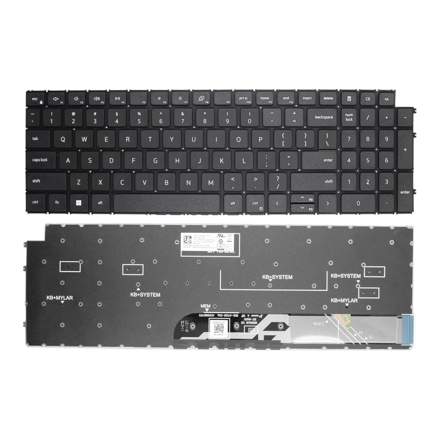 100%New Original US For Dell Inspiron 15 3511 3515 15 5510 5515 5518 7510 16Plus 7610  Latitude 3520 3525 P108F Keyboard