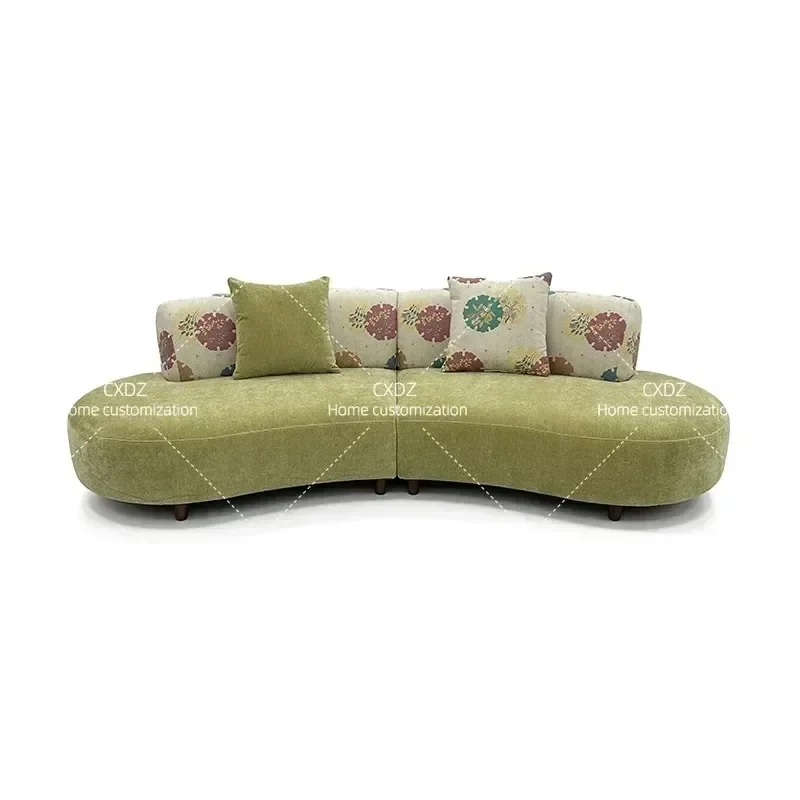 Moon Curved Sofa Living Room Cream Style Fabric Couch for Clothing Store Resting Area Customizable Design Direct from Factory