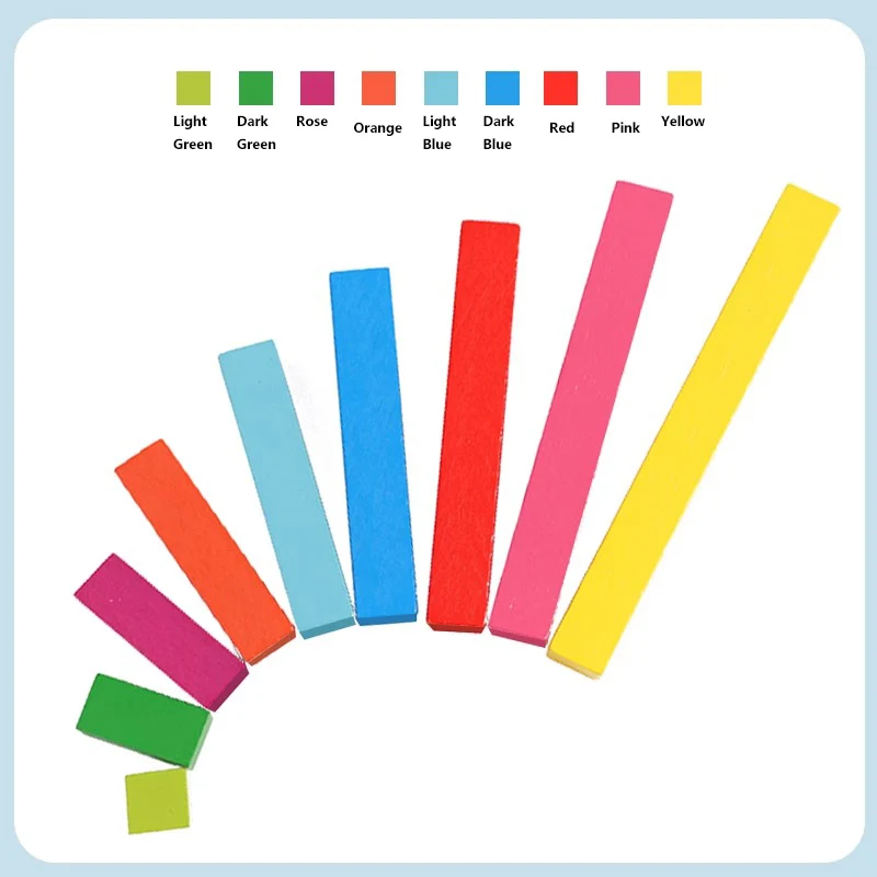 Farbige Zählstäbe aus Holz mit Box zur Aufbewahrung, mehrfarbige Bausteine, Farbkognitionsspiel, Arithmetikspielzeug für Kinder