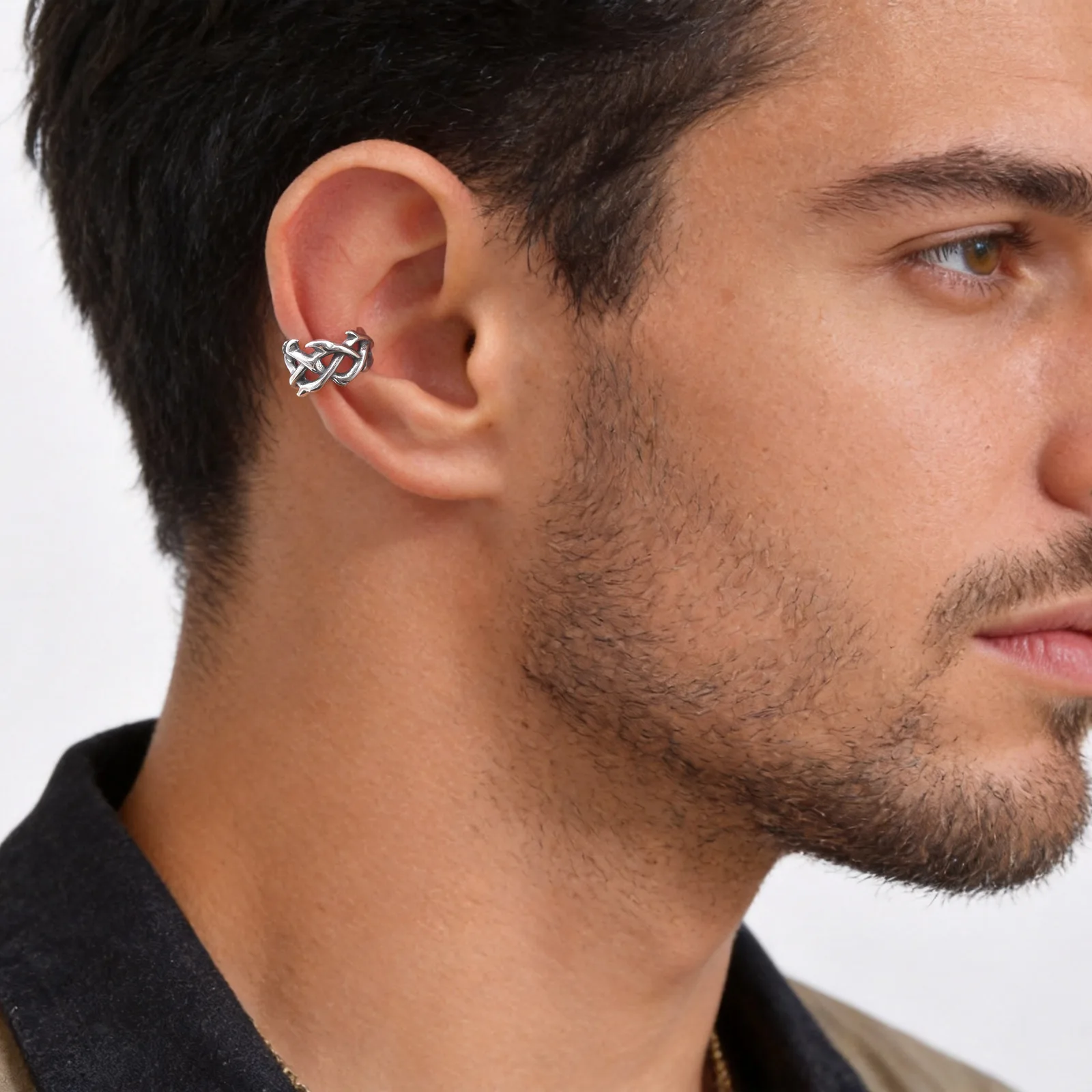 Vnox Stainless Steel Thorn Ear Cuff, Men’s Non-Pierced Earring, Viking & Gothic Ear Clip, Punk Hip Hop Jewelry for Streetwear view 2