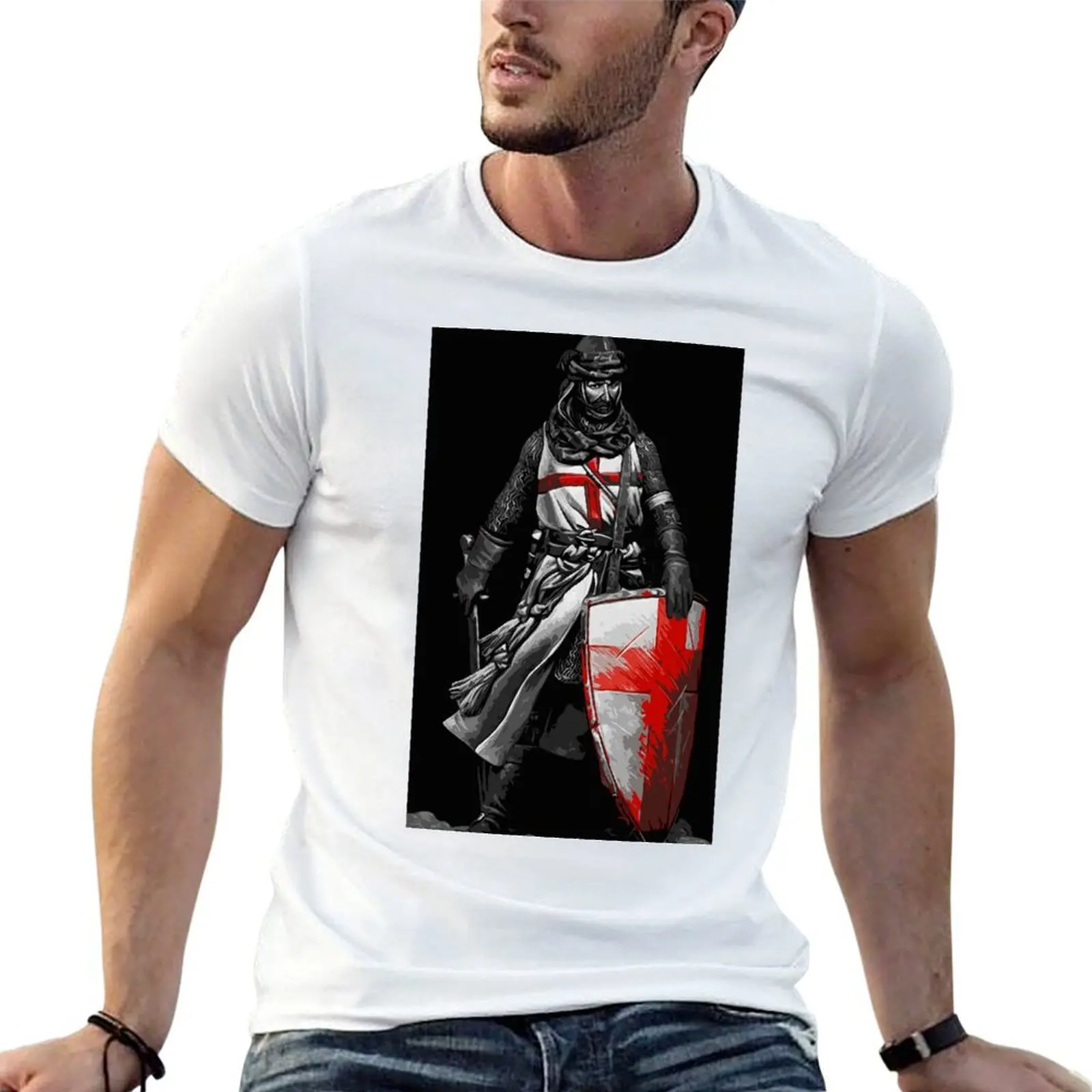 Ancient Templar Knight T-Shirt Short sleeve tee heavyweights mens cotton t shirts