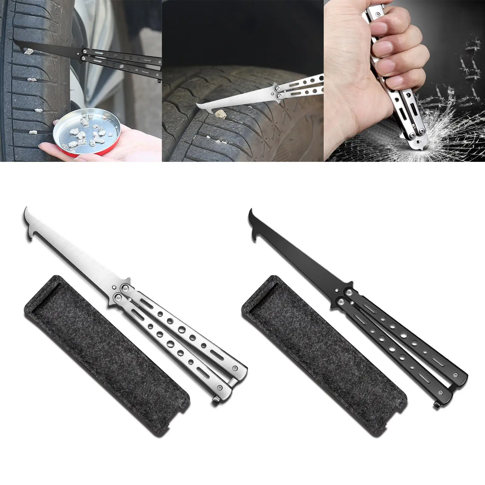 Car Tire Cleaning Hook, Stainless Steel Groove Broken Stones Remover Stone