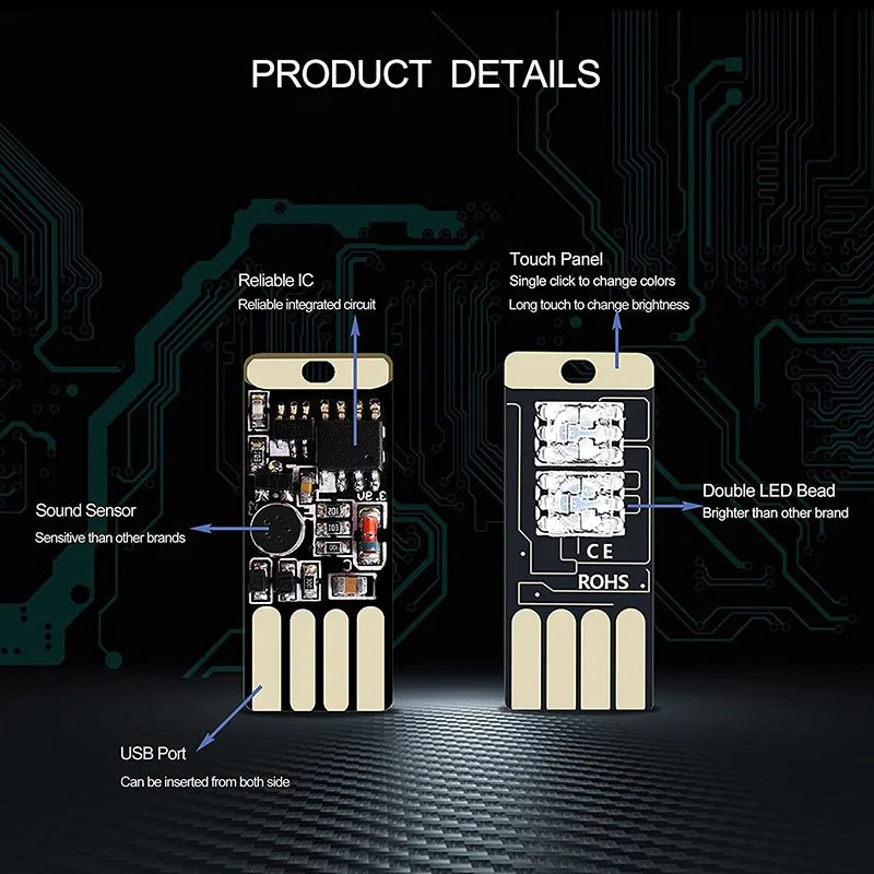 1 sztuk Mini USB LED żarówka Sound Touch Control dekoracja wnętrza samochodu dekoracja atmosfera światła regulowana jasność dekoracyjna