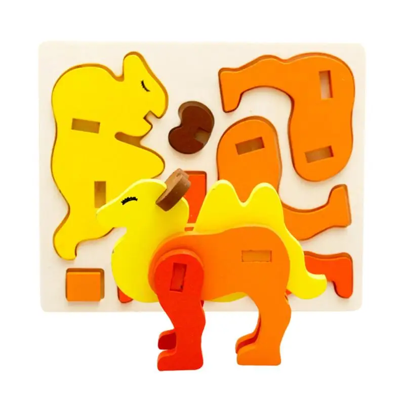 

3D Animal Puzzles Preschool Toy Wood Animal Figures Blocks Early Learning Interactive Brain Teaser Toys For Kids Boys Girls