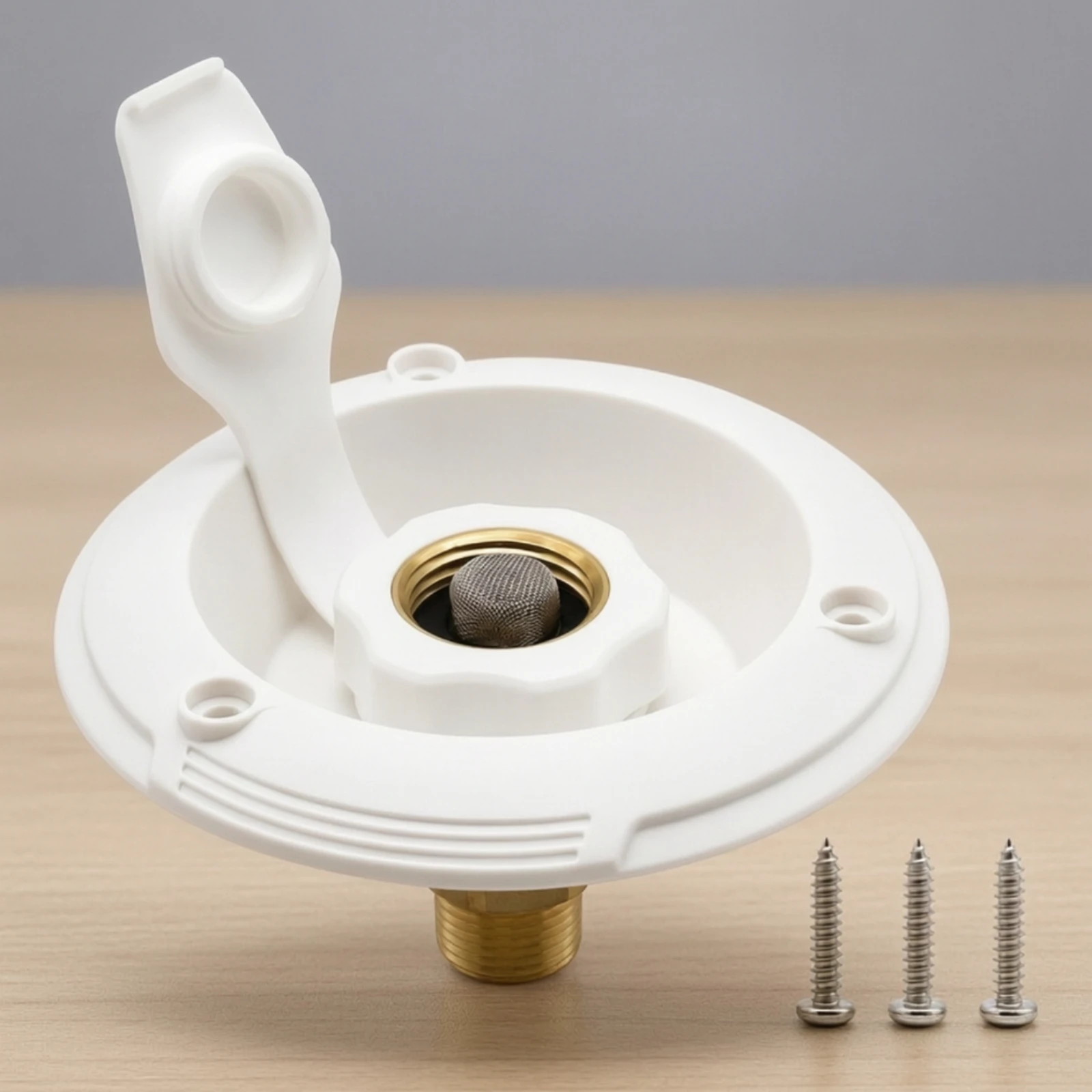 Round Flanged Water Inlet Connector Long-Lasting RV City Water Inlet with Check Valve Threaded Universal Size for RV Plumbing