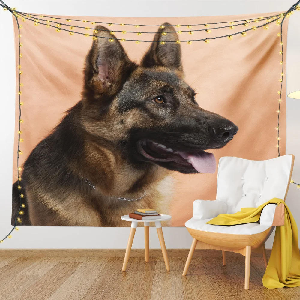 German Shepherd Tapestry Lovely Dog Tapestries Pet Puppy Animal Wall Blanket Cloth Living Room Bedroom Dorm Decor Wall Hanging