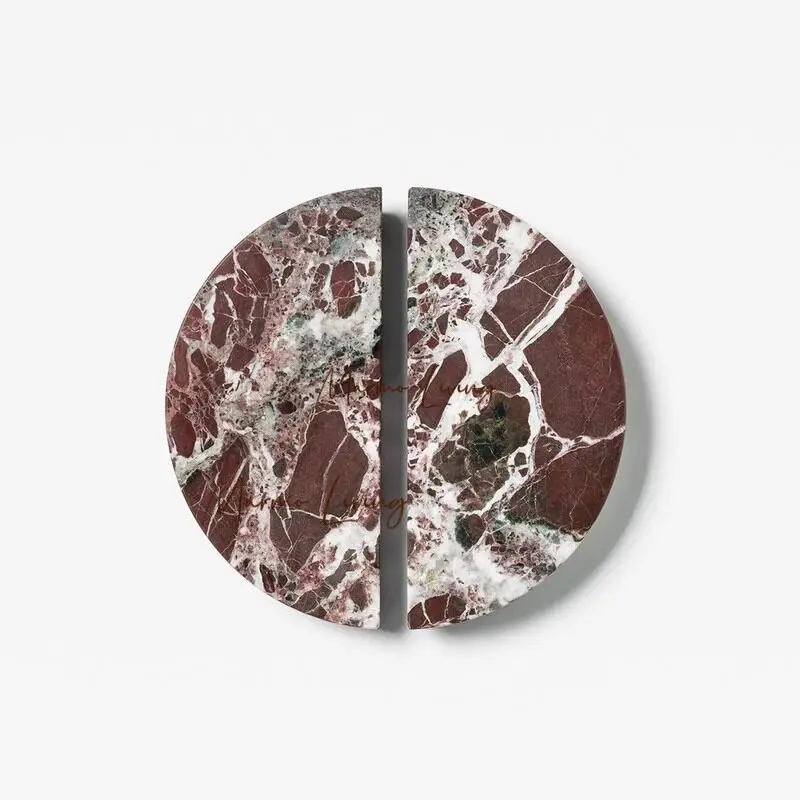 

100%Real Stone Red Rosso Levanto Marble Knob Handle Nordic Modern Wardrobe Round Ball Cabinet Door Drawer Knob