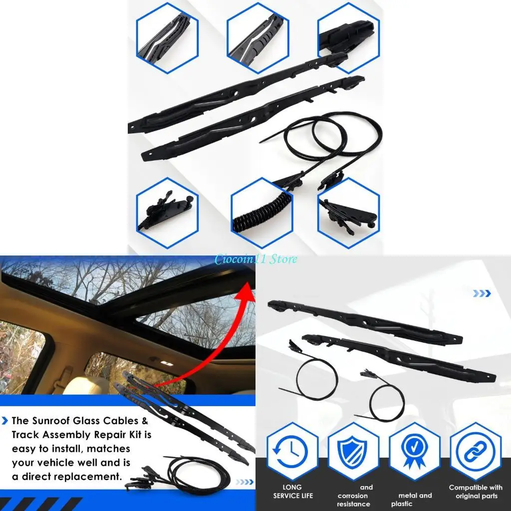 

Y1UB Sunroof Cable & Track Assembly Repair set Heavy Duty Sunroof Repair set FL3Z16502C22 Vehicle Accessories fit for Car