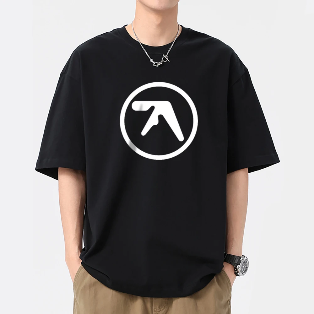 Punk Aphex Twin Printed T-Shirt Men Oversize Hip Hop Streetwear Harajuku Tshirt Summer Tops Short Sleeve Cotton Tees Clothes Y2k