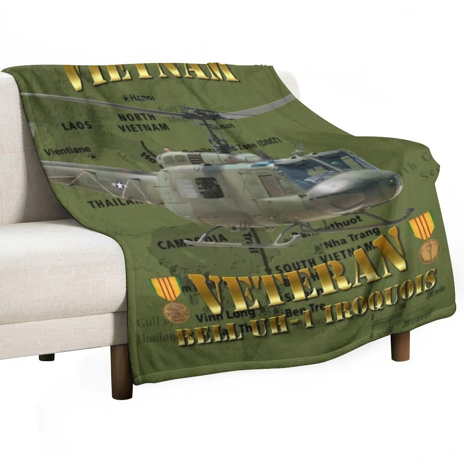 UH-1 Iroquois 'Huey' Vietnam Veteran Throw Blanket christmas gifts halloween decorative Large Furry Winter beds Blankets