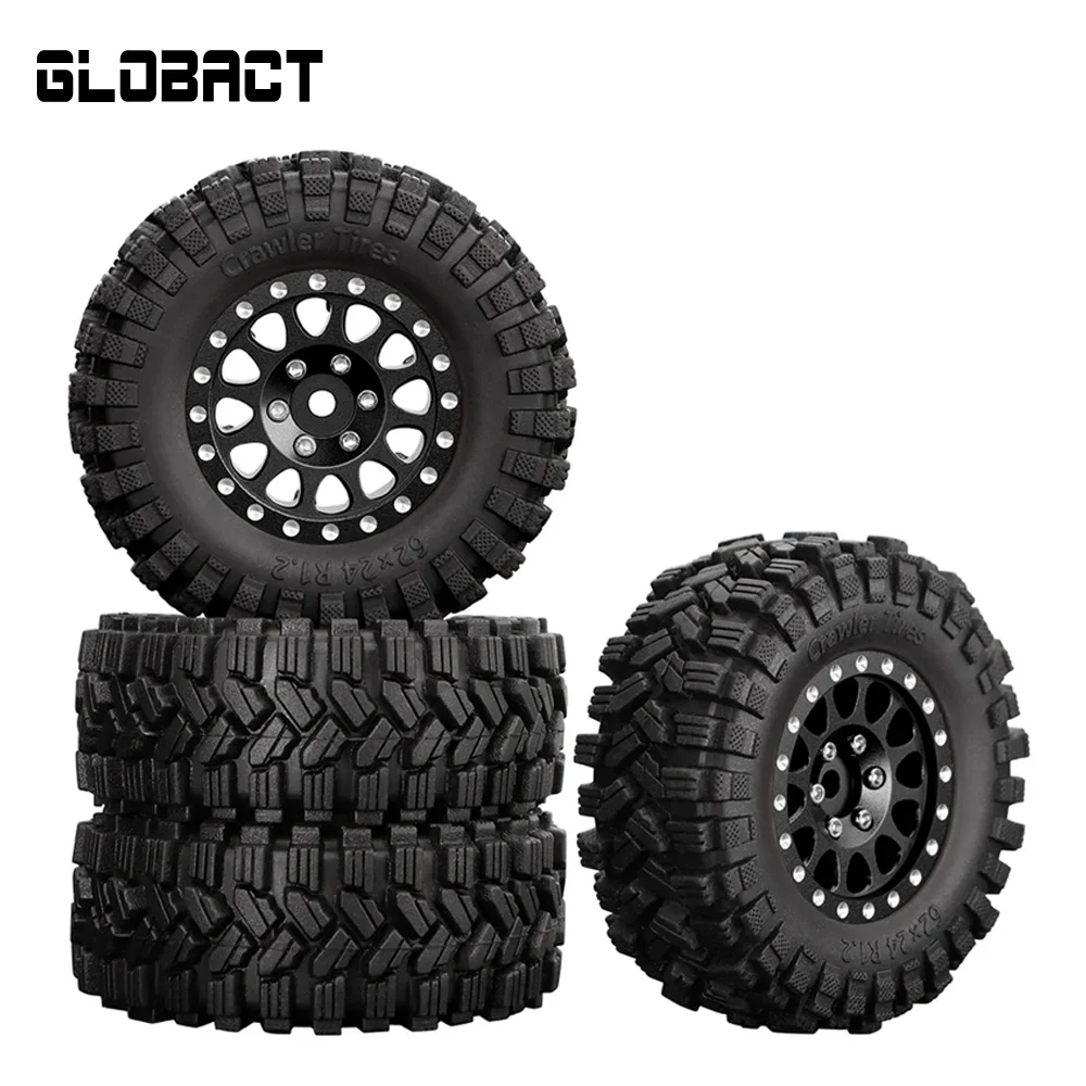 GLOBACT 1.2inch Aluminum Rubber Beadlock Wheel Tires for 1/18 TRX4M 1/24 Axial SCX24 FMS Upgrades Wheel Tires