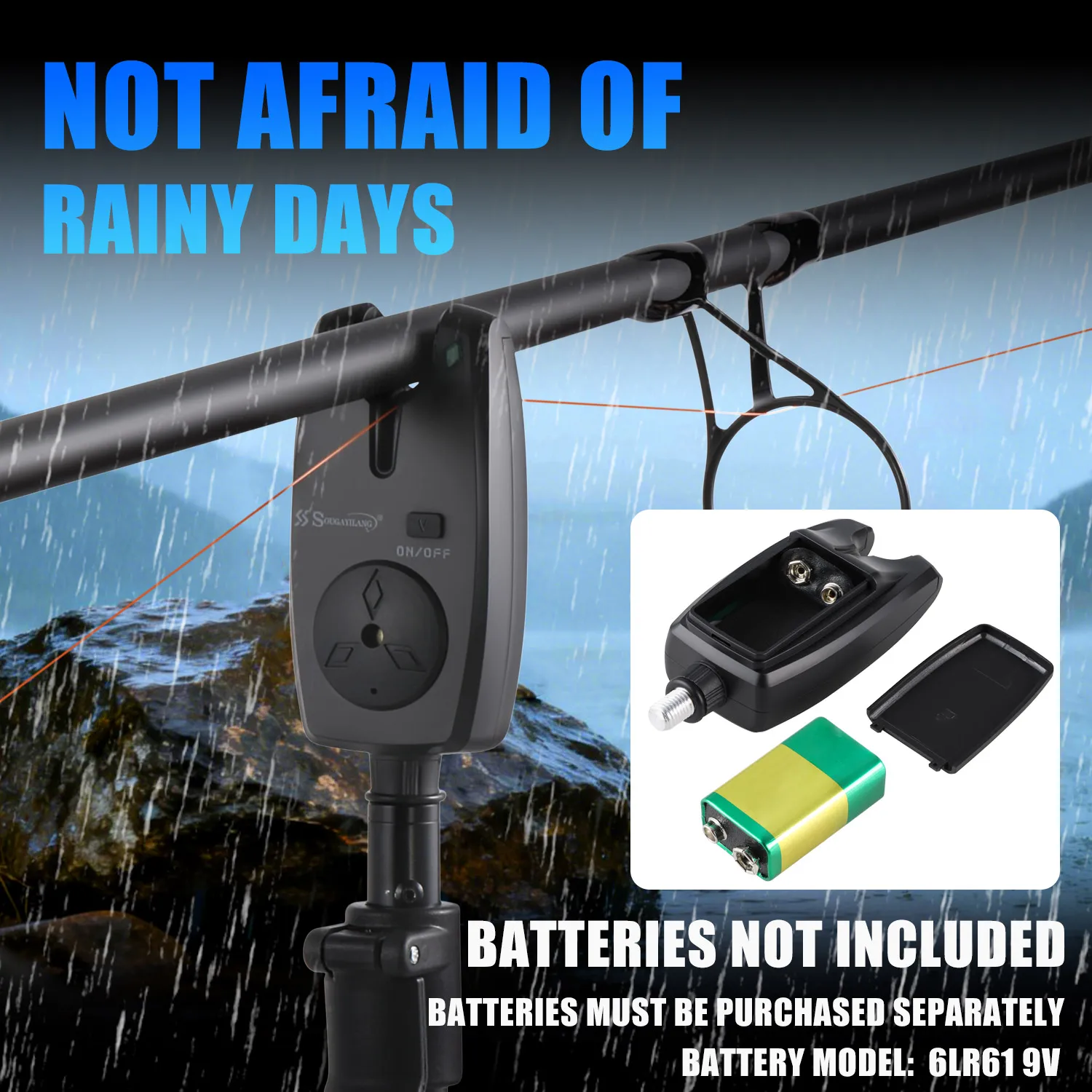 Alarma de Pesca Sougayilang Sonido y Luz Doble Impermeable ABS Carpa - imagen 4