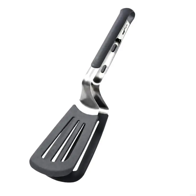 H8WB Tongs with Broad Spatula Support and Heat-Resistant Covered Handle for Grilling, Air-Fried Handling, and Serving