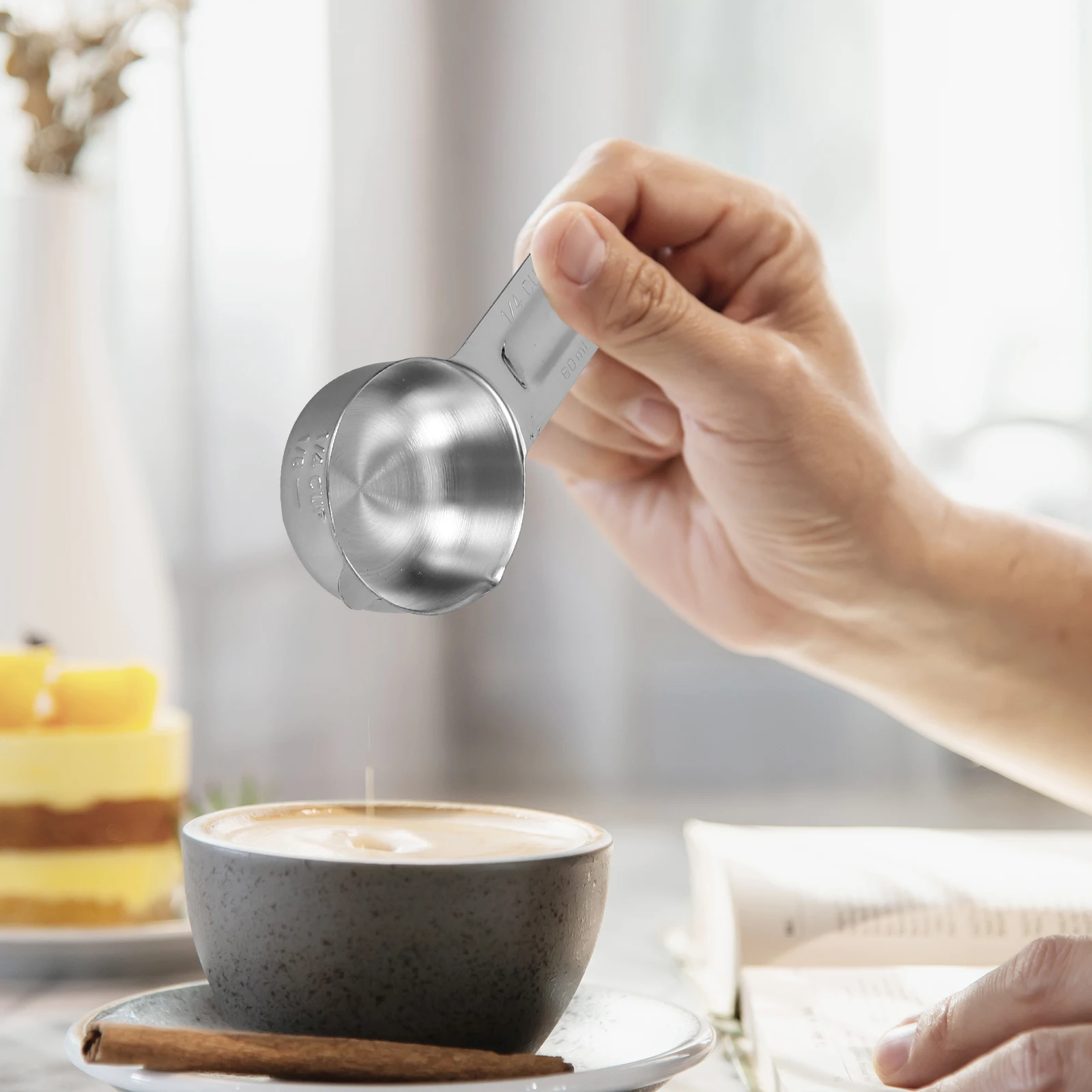 

1 комплект, набор мерных ложек из нержавеющей стали, точные штабелируемые мерные чашки, ложки для выпечки, набор мерных кухонных ложек