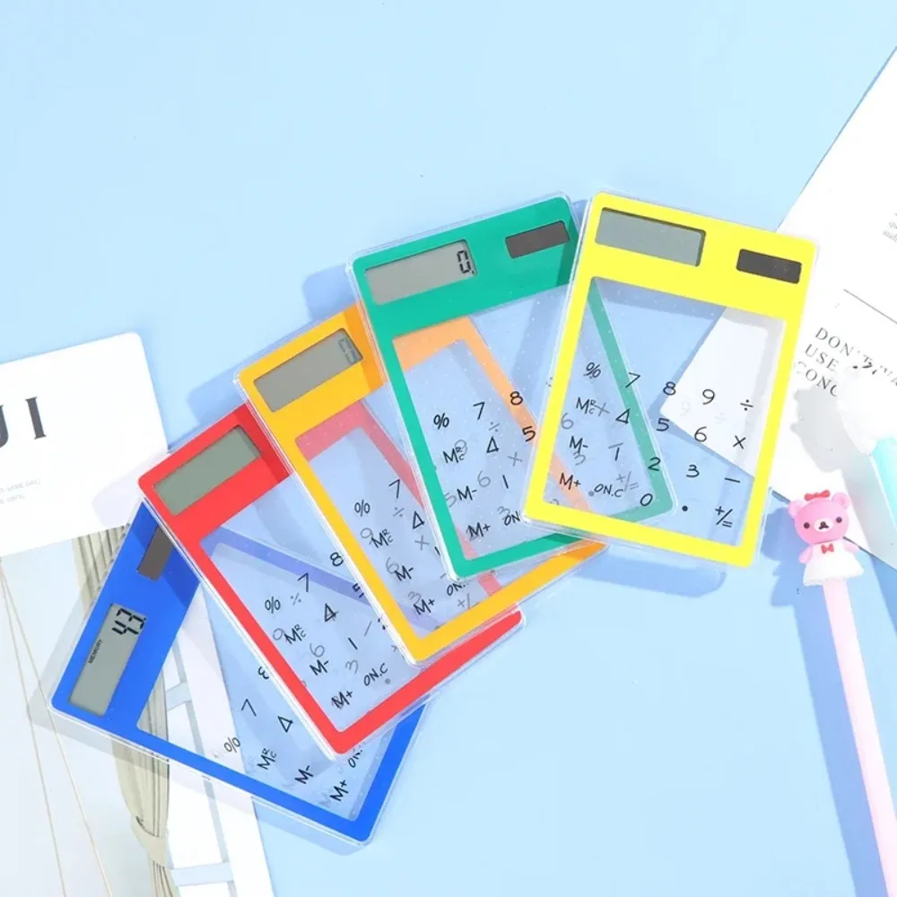미니 휴대용 투명 만화 계산기, 태양 에너지 계산기, 사무실 학교 문구, 8 자리, 1PC