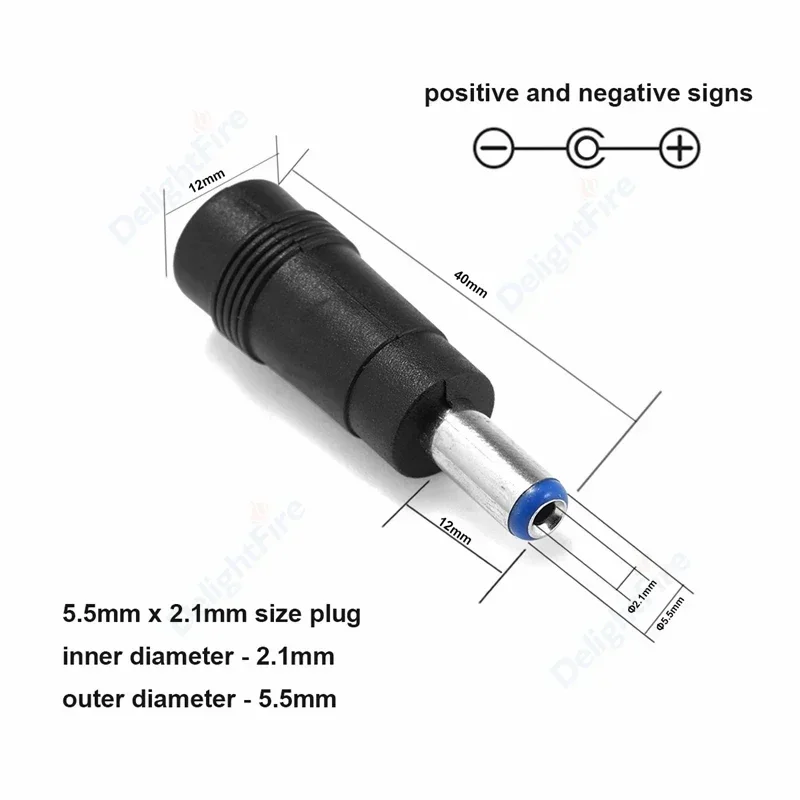 Conector de alimentación CC de 5,5, 2,5mm a 5,5x2,1mm, conector Jack de 5V y 12V, 5,5x2,5mm hembra a 5,5mm x 2,1mm macho, conectores adaptadores de corriente CC