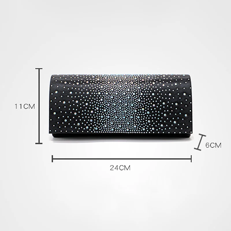 2024 New Style Ladies Evening Bag PU Leather With Rhinestones Celebrity Bag Bride Wedding Dress Fashion Party Women Clutch