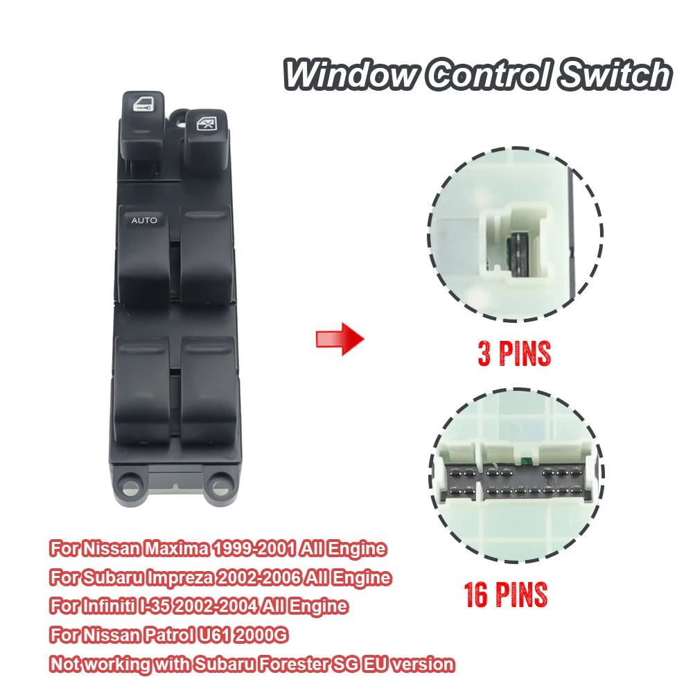 New Front Left Car Power Vehicle Control Window Lifter Switch For Nissan Maxima For Subaru Impreza For Infiniti I-35 25401-2Y910