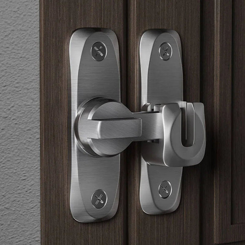 

2PCS Non Perforated Aluminum Alloy Pin Door Buckle Bathroom Sliding Door Buckle Open Door Lock Anti-theft Buckle Accessories