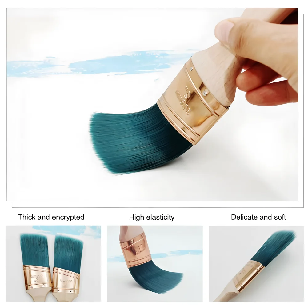 2in Professional Wood Paint Brush Wooden Painting Flat Angled Brush DIY Decorative Tool For Wall Furniture Painting