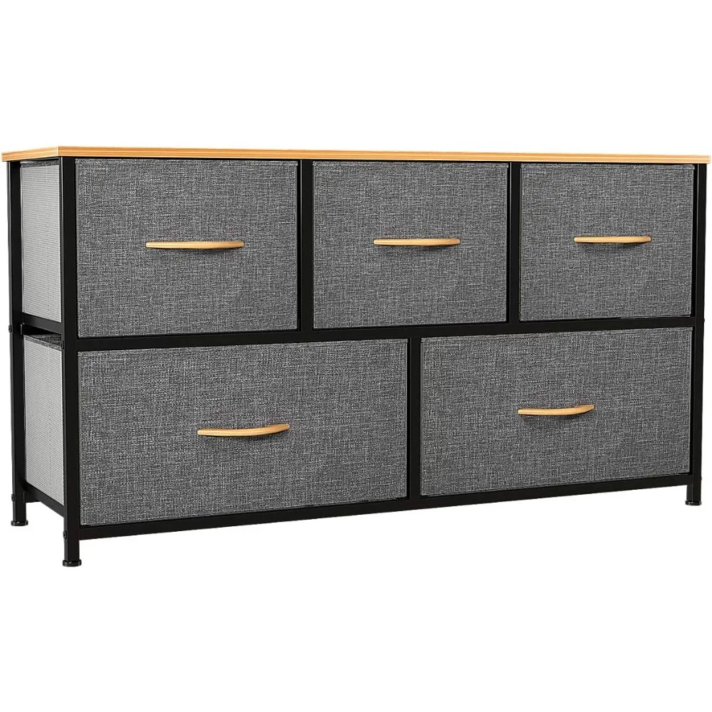 

Dresser with 5 Drawers - Fabric Storage Tower, Organizer Unit for Bedroom, Living Room, Closets - Sturdy Steel Frame