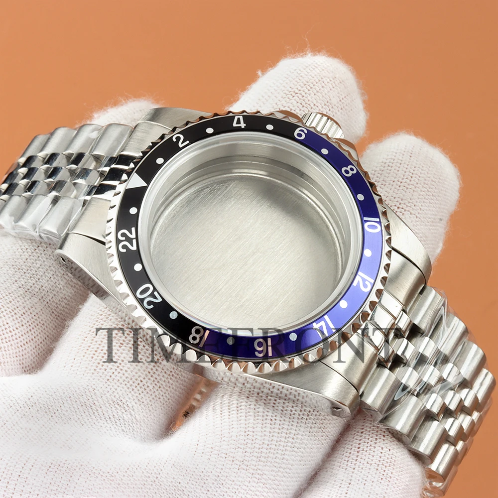 아이스 블루 베젤 39.5mm NH35 시계 케이스 시계 액세서리 SUB GMT NH35 NH36 무브먼트 28.5mm 다이얼 스틸 오이스터/주빌리 스트랩 호환