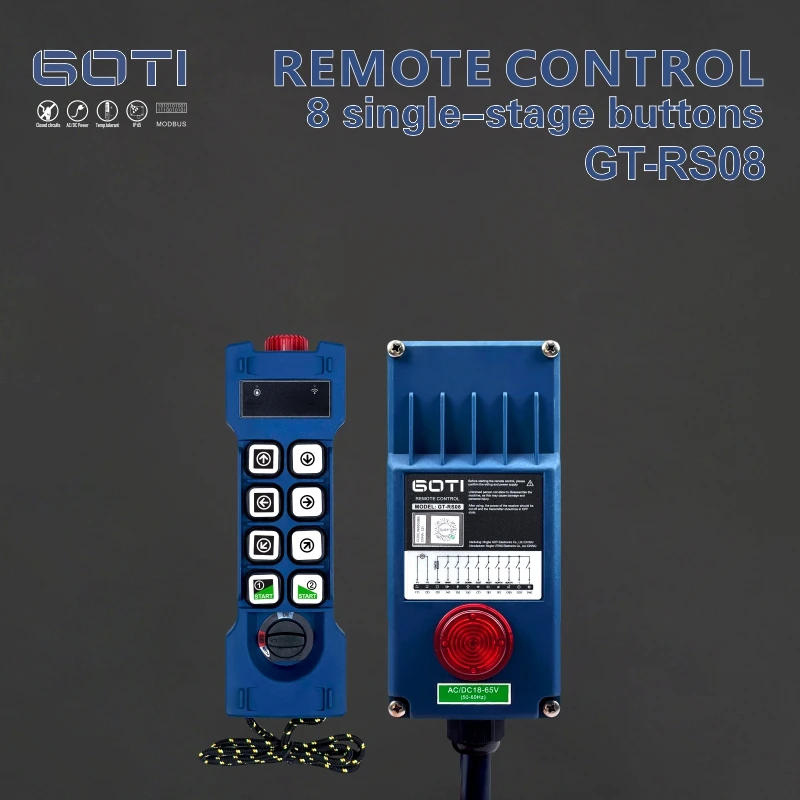 

GT-RS08 промышленный беспроводной крановый подъемник с дистанционным управлением, 8 односкоростных каналов GOTI 12 В, 36 В, 48 В, 220 В, 230 В, 110 В, 380 В, 440 В