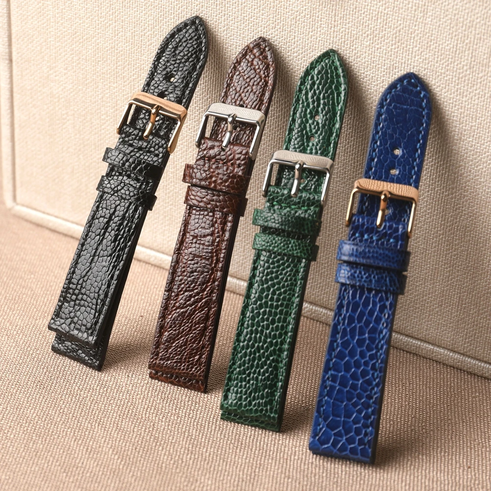 Handmade South African Ostrich Foot Leather Strap, 18 19 20 21 22MM Blue Brown Black Green Fit High-end Leather Strap, Vintage