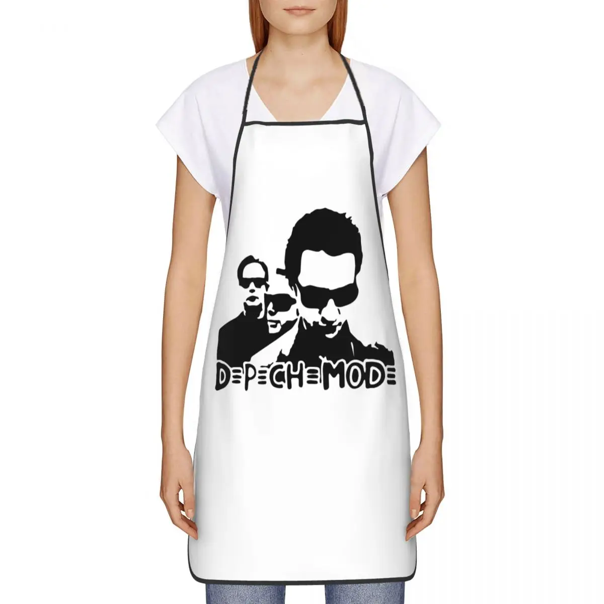 Custom Unisex Electronic Rock Depeche Cool Mode Bib Apron Adult Women Men Chef Tablier Cuisine for Kitchen Cooking Gardening