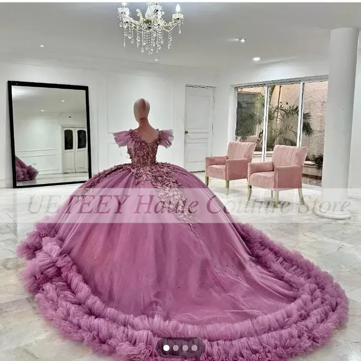 Luxury Purple Quinceanera Dresses Beading Appliques Princess Ball Gonws Birthday Party Dress Customized Made