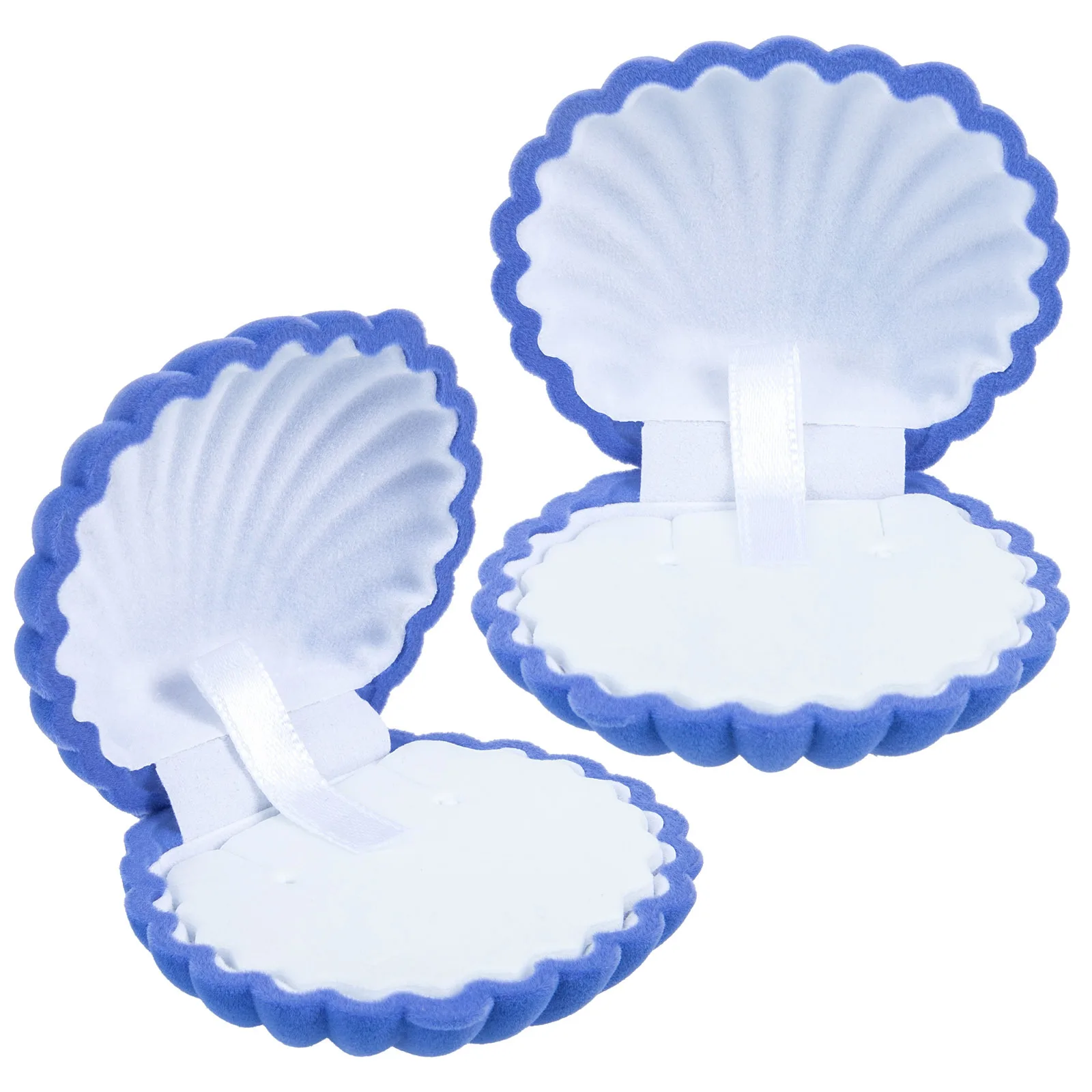 

2Pcs Jewelry Storage Box Lint Shell Stylish Organizer Efficient Storage Case for Earrings Rings Jewelry Case Portable Box