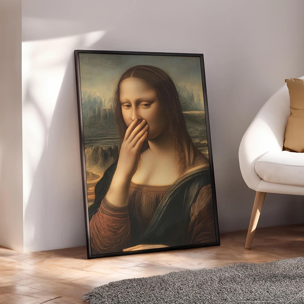 Śmieszne Płótno Łazienkowe Druk Ściana Sztuka Toaleta Humor Mona Lisa Portret Zły Zapach Malarstwo Plakat Obraz Łazienka Dekoracja Domu — zdjęcie 4