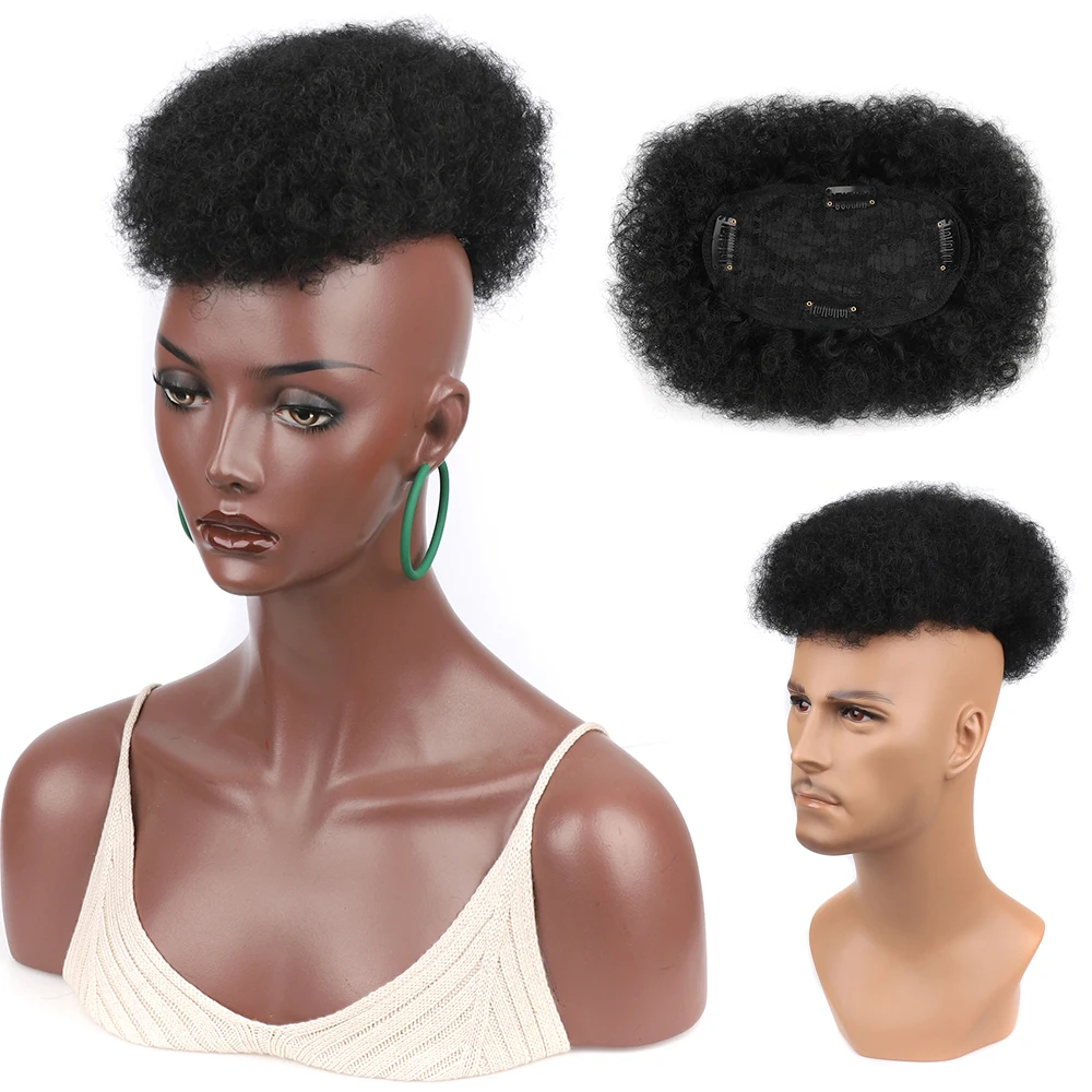 Nakładki do włosów dla kobiet Mężczyźni Kawałki włosów do przerzedzania włosów z 4 klipsami w Wiglet Syntetyczne Afro Kinky Curly Perpee Extensions