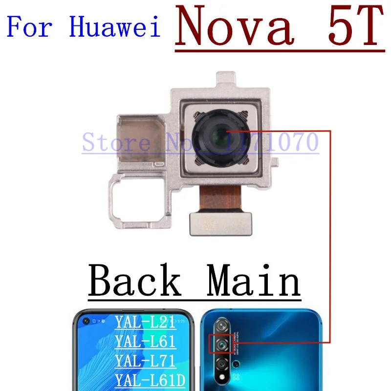 Original Tested Back Big Rear Main Camera Module For Huawei Nova 5T 5z Nova5T Nova5z Small Facing Front Camera Flex Cable