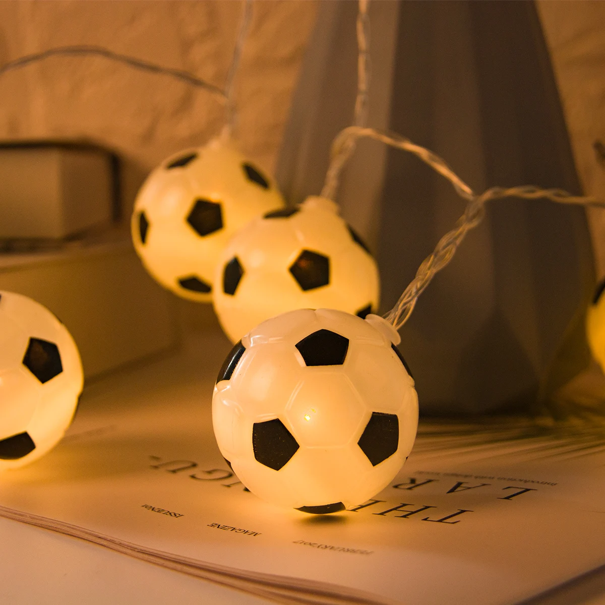 1.5M Soccer Ball String Lights, Battery Operated Football party Decorative Fairy Lights Sports Theme Party Kids boys Room Decor