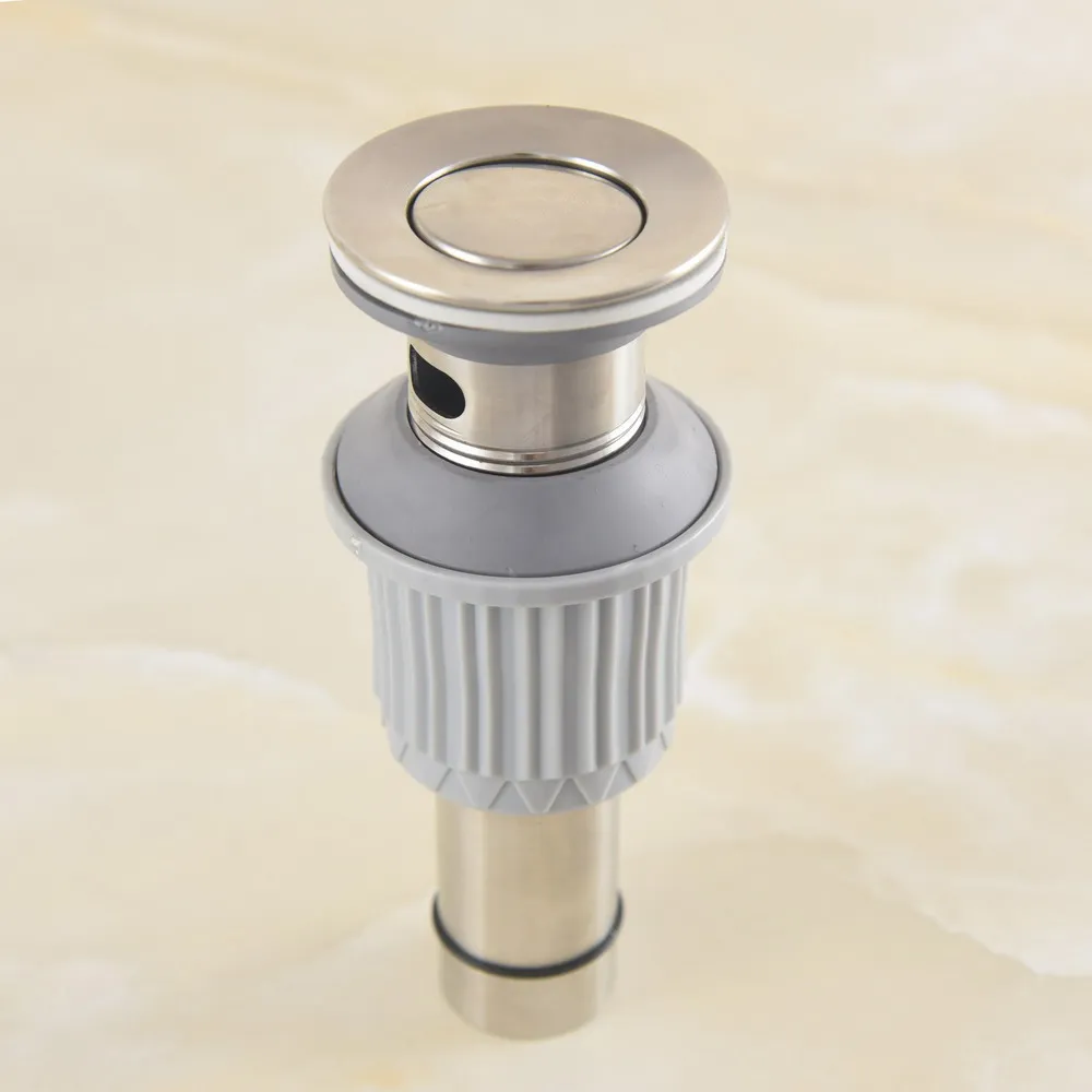 Stainless Steel Universal Washbasin Drain Pipe  Bathroom Basin Lavatory Sink Flip Top Drain With Overflow Nsd101