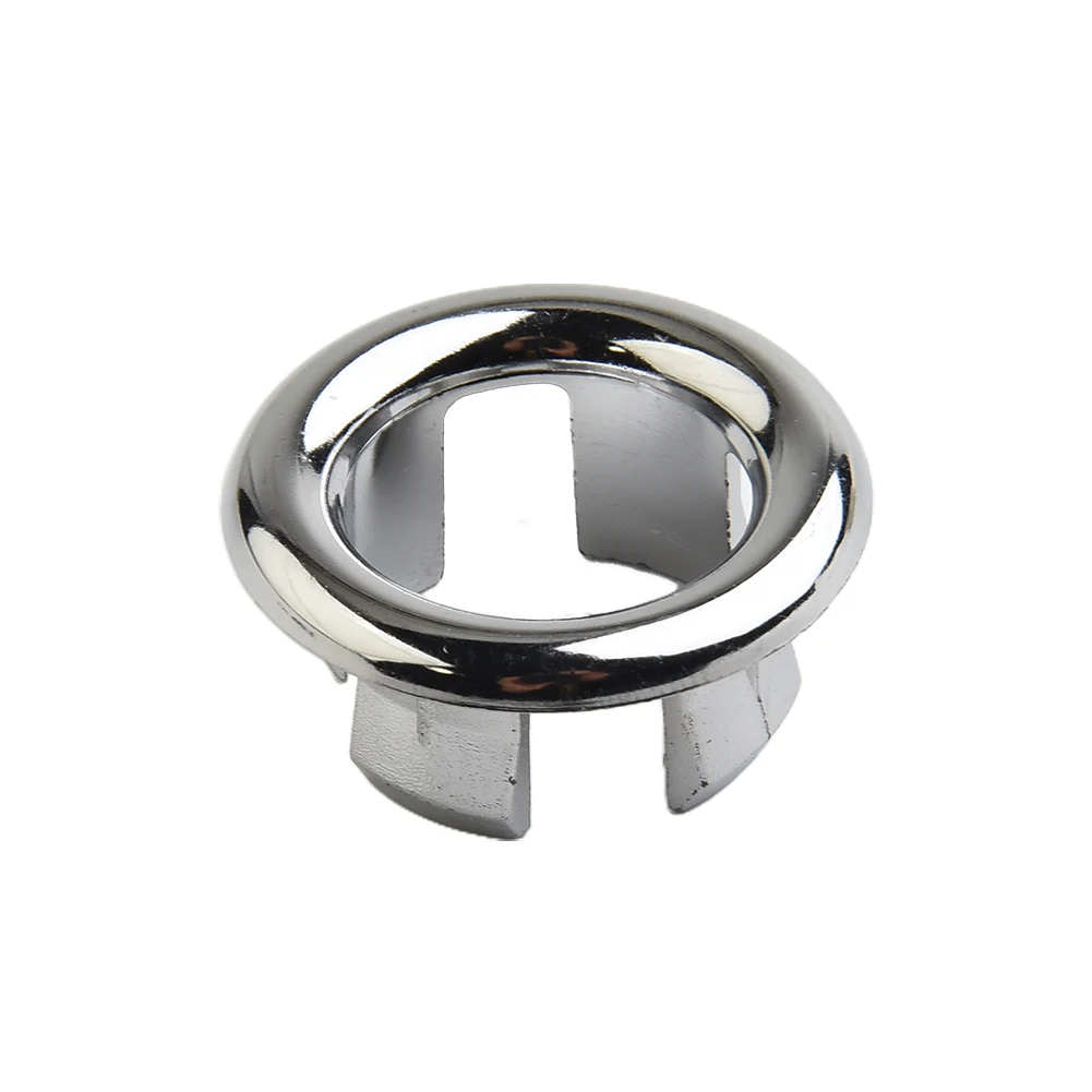 4pcs Sink Overflow Cover Rings ABS-Plastic Chrome Hole Round Drain Cap Bathroom Kitchen Basin Insert Replacing Accessories