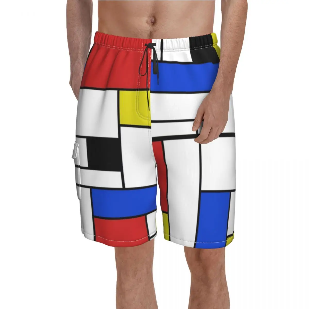

Шорты Mondrian мужские с принтом, цветные клетчатые короткие штаны, удобные плавки, большие размеры