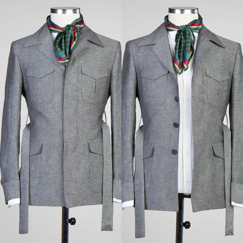Simple Mens Suits 2 Pieces Jacket Pants Notch Lapel Single Breasted Office Commuting Customized Trajes Para Hombre