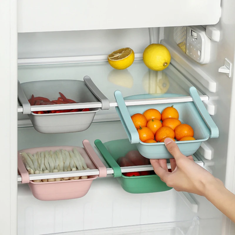 Refrigerator Organizer Drawer Basket Refrigerator Pull-out Drawers Fresh Spacer Layer Storage Rack Fresh Partition Container