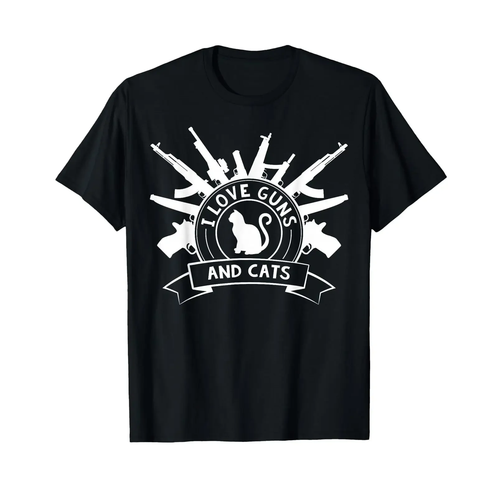 I Love Guns and Cats 2nd Amendment Gun Rights Cat lovers T Shirt vintage Washed graphic Comfortable Stylish Versatile homme