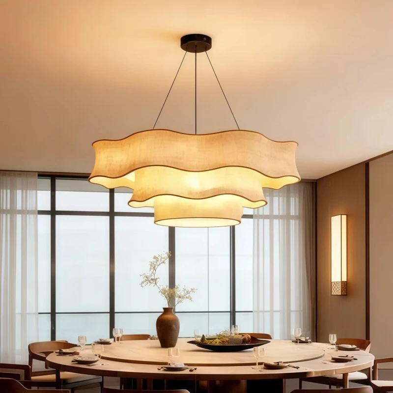 

Chinese-Style Fabric LED Pendant Light for Home Decor New Design for Bedroom Dining Room Hotel Living Room Villa Lobby