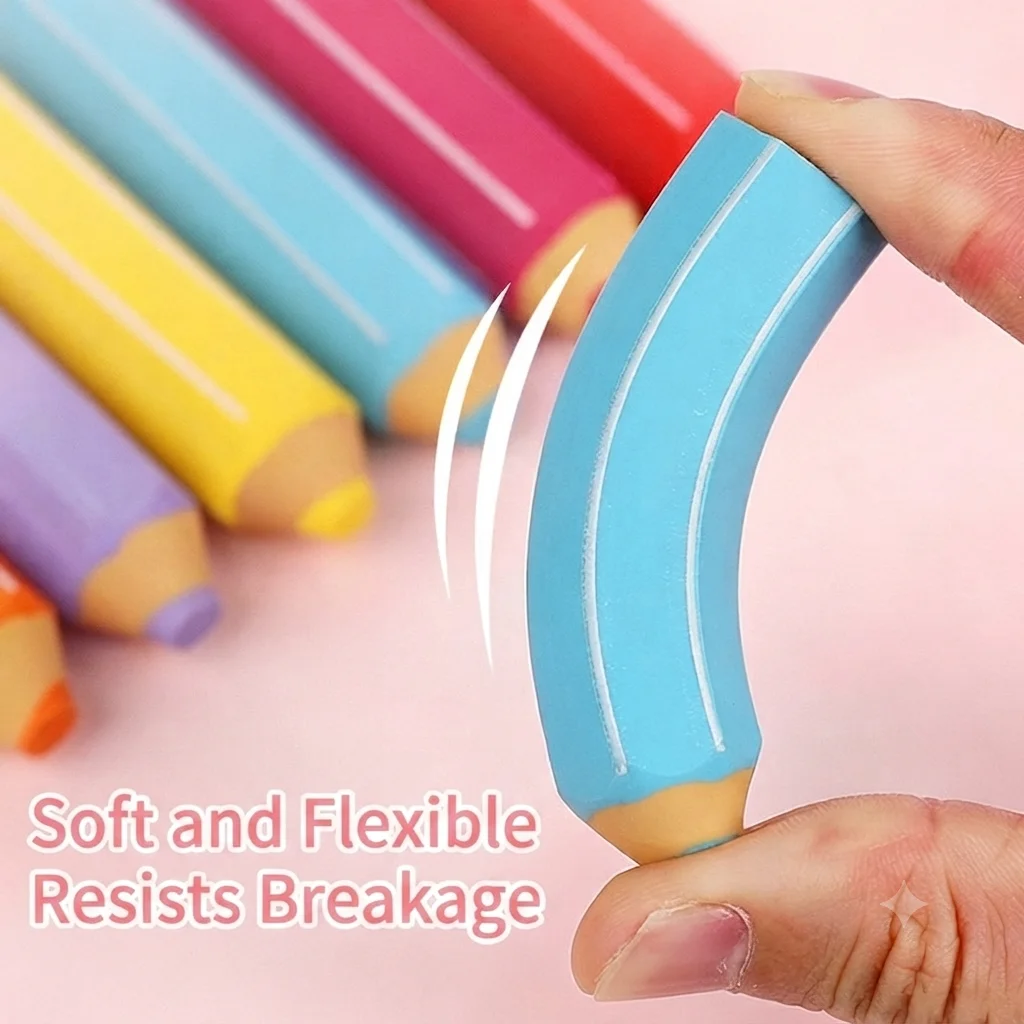 4/7/10pcs Pencil Erasers, Colorful Pencil Shape Rubber Erasers for Writing, Drawing, Sketching, Art Supplies & School Stationery