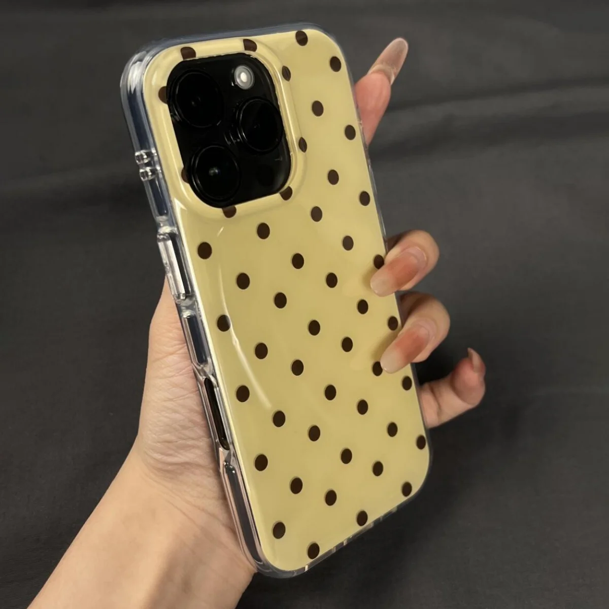 Simple Cute Polka Dot Glossy Jelly Shockproof Phone Case For iPhone 17 Air 11 12 13 14 15 16 Pro Max IMD Shockproof Cases Capa - náhled 2