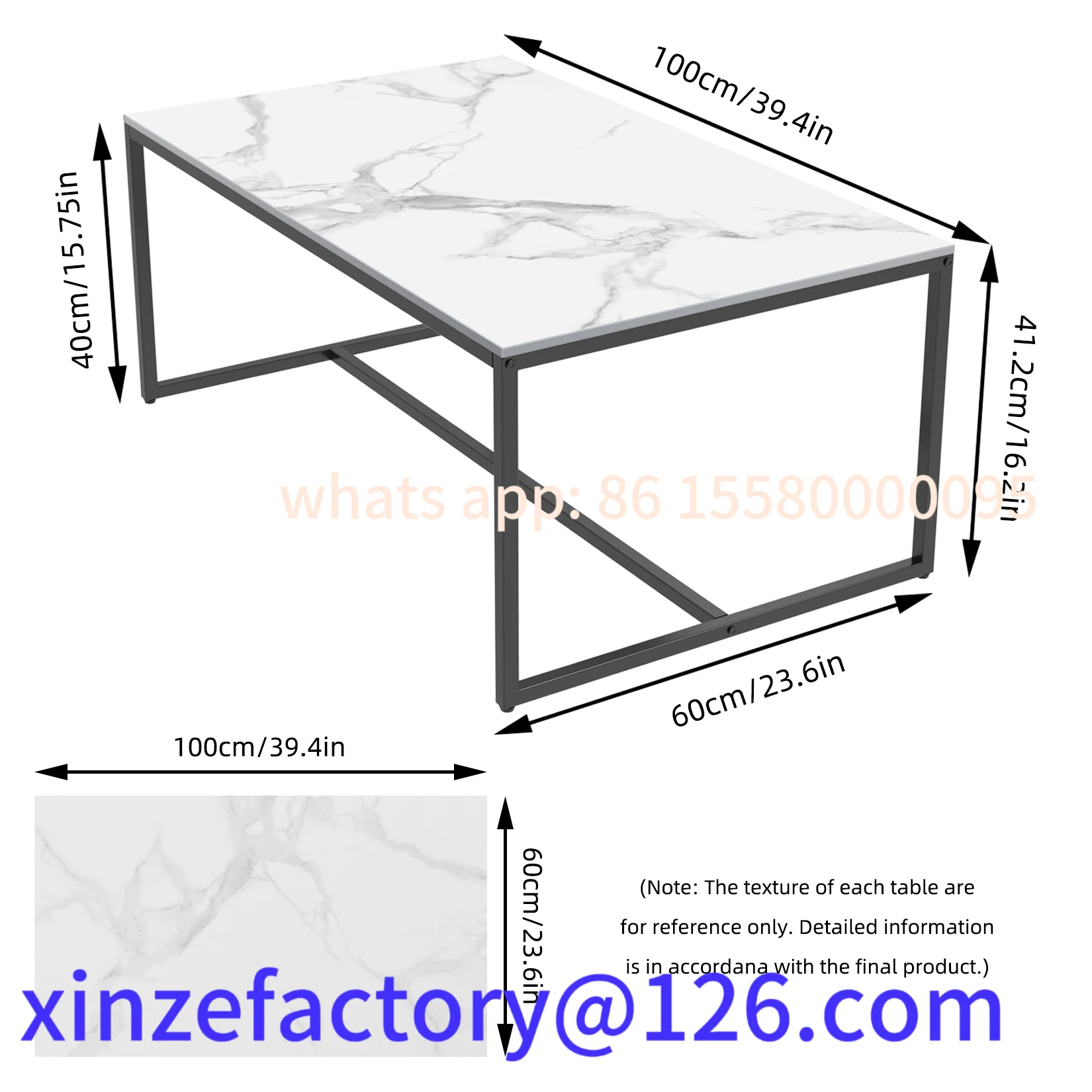 Centro de sofá cinza personalizável com estrutura de metal preto - mesa retangular de decoração de móveis