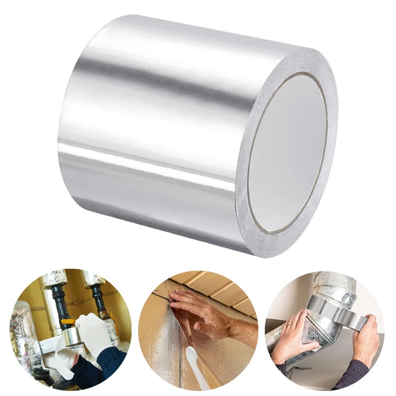 1roll 20m Aluminum Foil Tape for HVAC & Insulation Strong Adhesive Silver Duct Tape High Temperature Resistant Tape Metal Repair