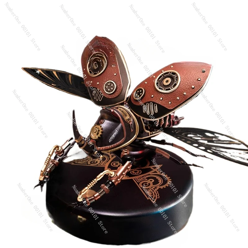 Intelligent control rhinoceros beetle metal assembly model puzzle handmade DIY mechanical toy creative gift