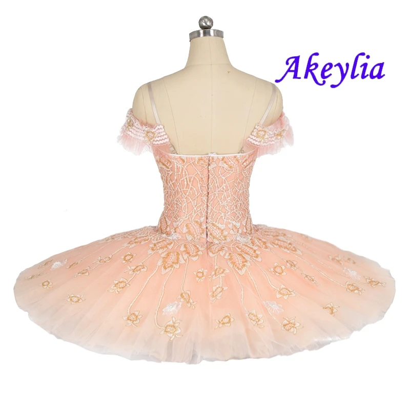 Gorgeous Sleeping Beauty professional ballet tutu peach peformance tutu pink flower fairy doll classical ballet costume JN9073