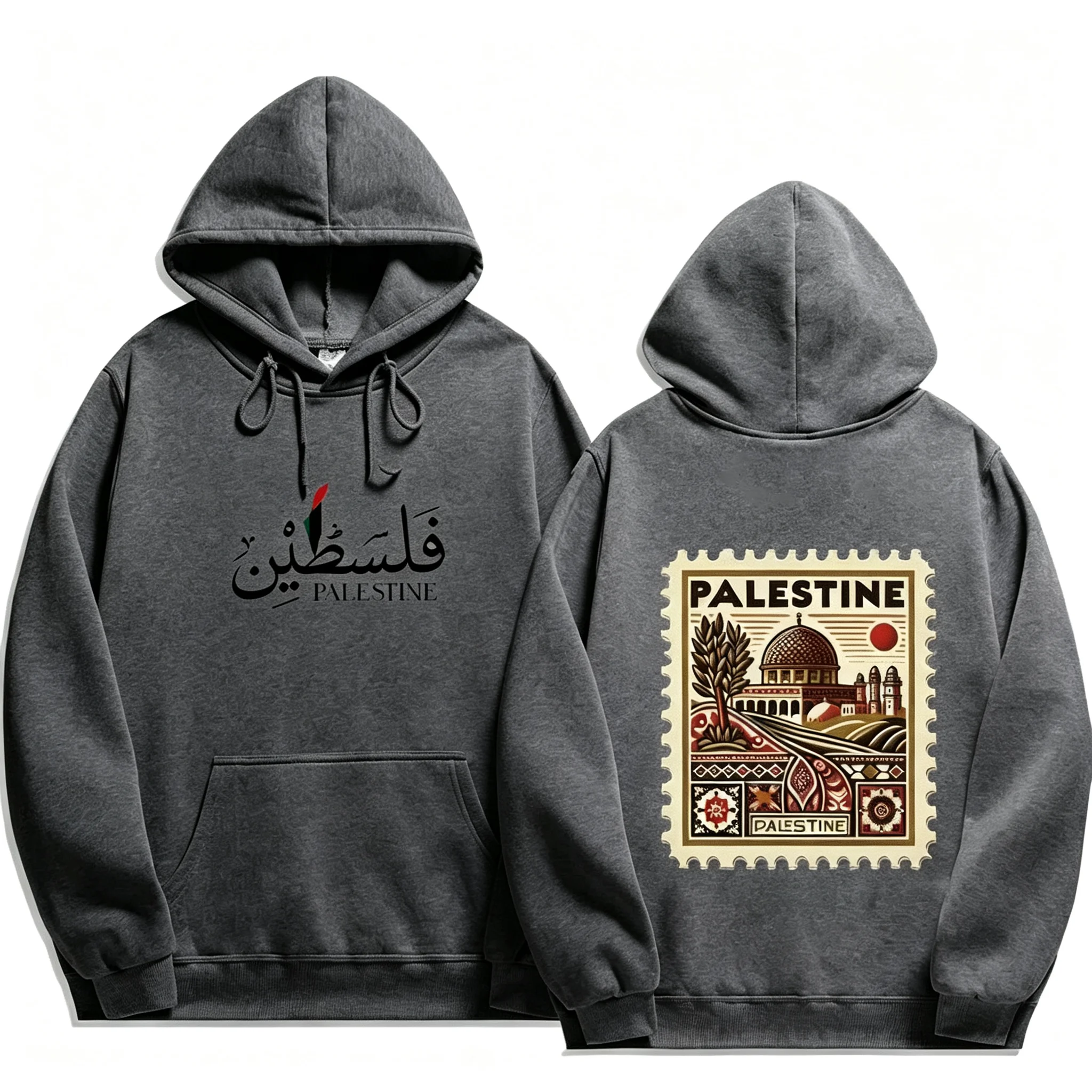 2026 Unisex Vintage Palästina Grafik-Hoodie Herbst Winter Lässiger Pullover Sweatshirt Harajuku Ästhetik Retro Streetwear Locker Geschnitten – Detail 17