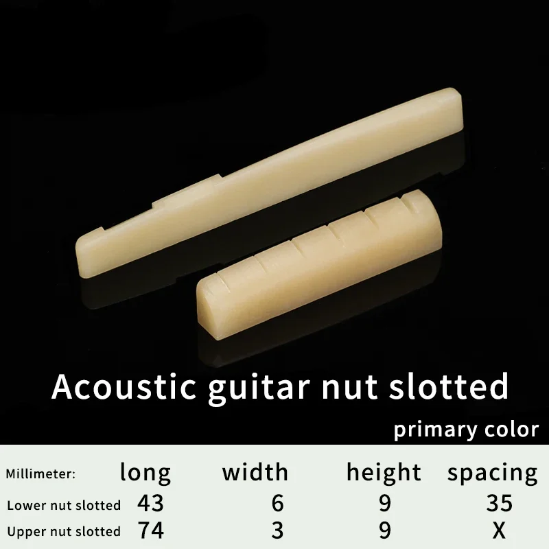 Bovine Bone Primary Color Acoustic and Classical Guitar Nut Slotted Upper and Lower Nuts Slotted in Various Sizes